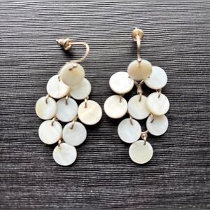 Iridescent White Chandelier Disc Earrings